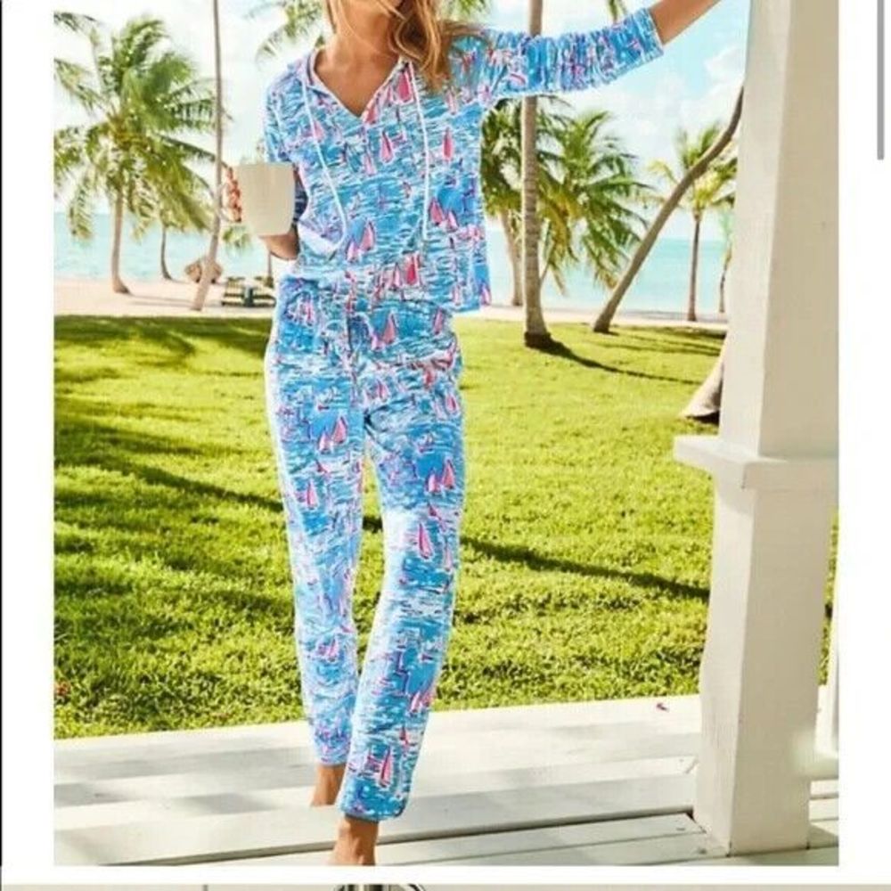 Lilly Pulitzer Emora Pants Boatylicious Printed Cotton Pull-on SMALL